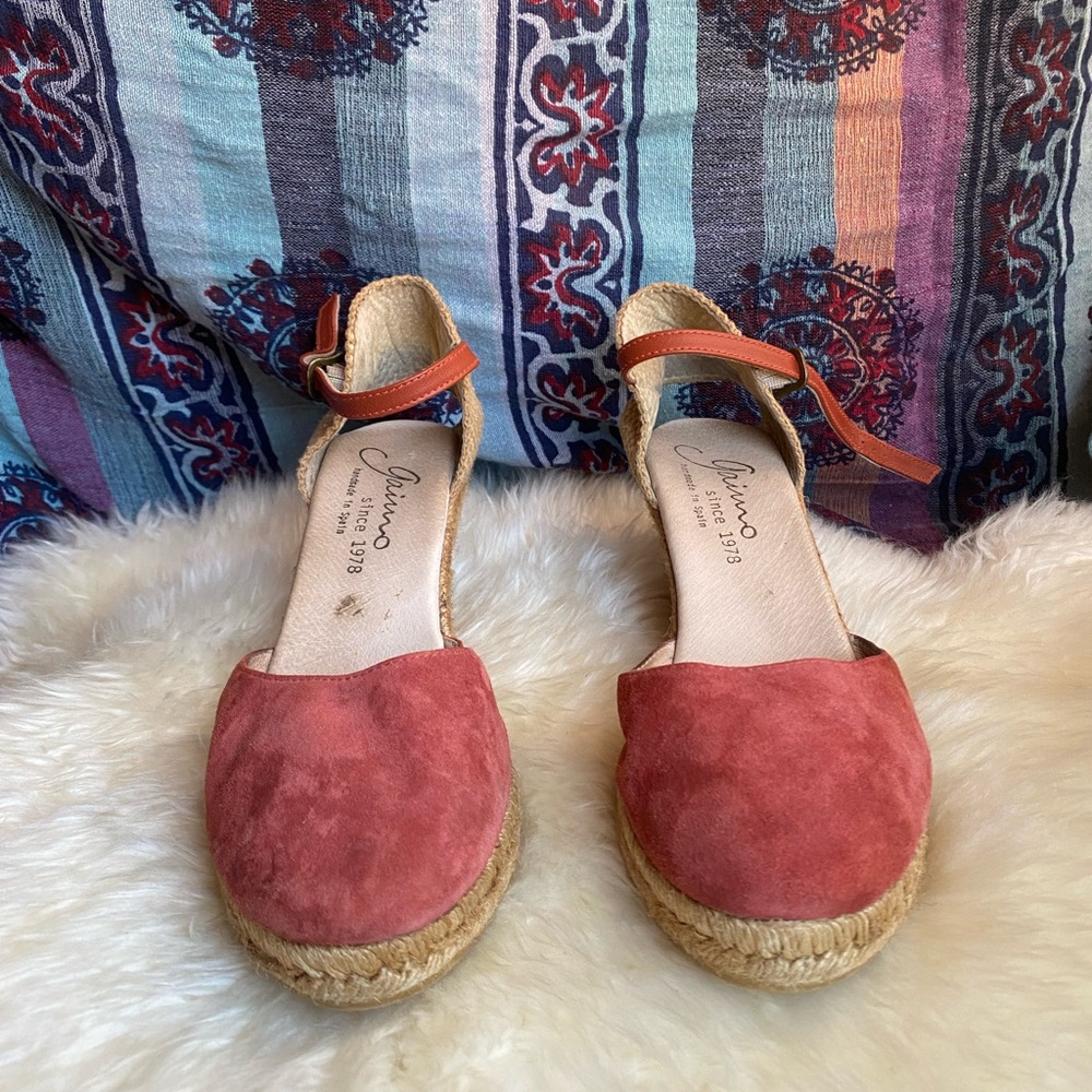 GAIMO- RUST Women's Suede Espadrille Sandals